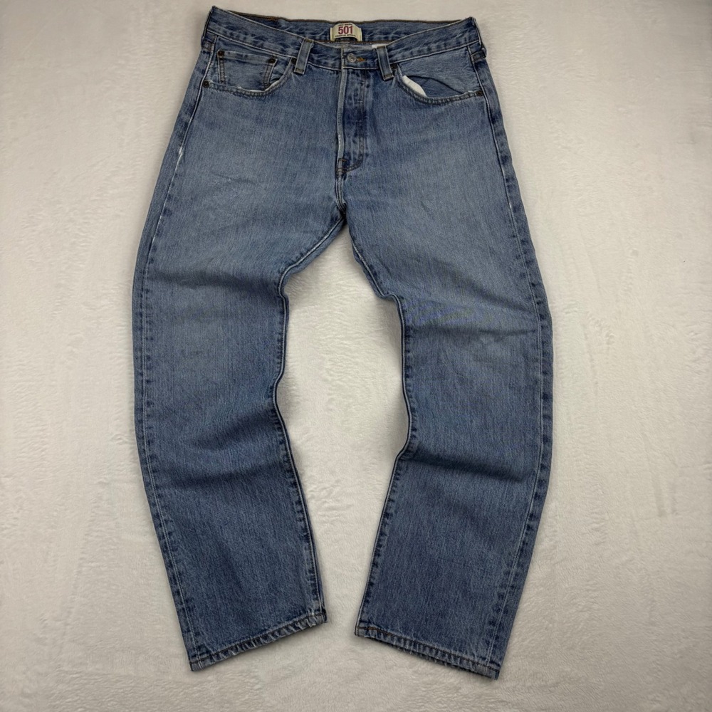 Levis 501 Mens Jeans 36x30 Blue Original Straight Leg Button Fly Vintage Y2K